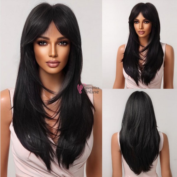 Peruca HM din par sintetic dreapta de 65 cm LC5067120867 Ombre Brunet cu Blond Inchis